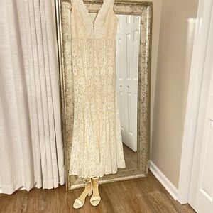 Lulus Icing on the Cake White Lace Short Sleeve Maxi Dress only